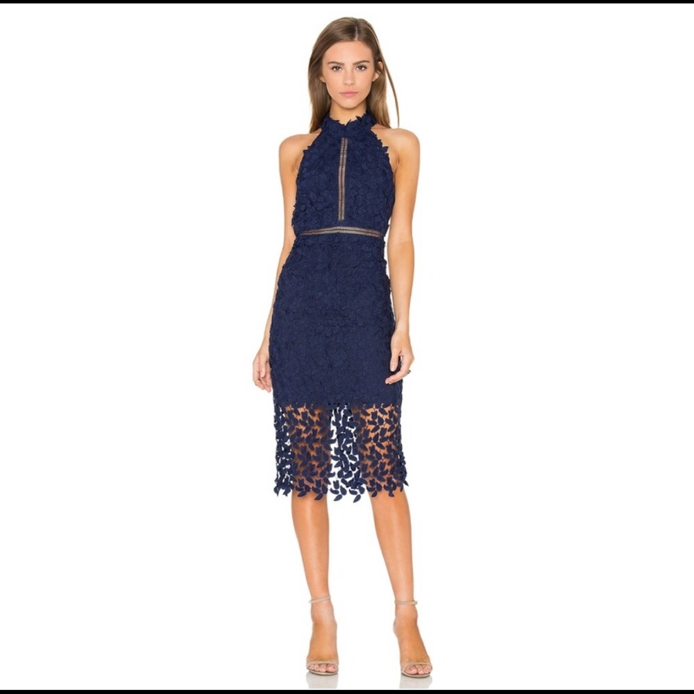 Gemma Halter Lace Sheath Dress
BARDOT